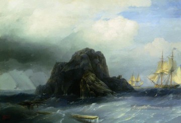 romantique romantisme Tableau Peinture - île rocheuse 1855 1 Romantique Ivan Aivazovsky russe